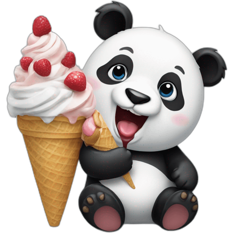 Panda eating ice cream whit Obama  emoji