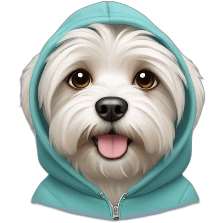 Havanese wearing a hoodie emoji