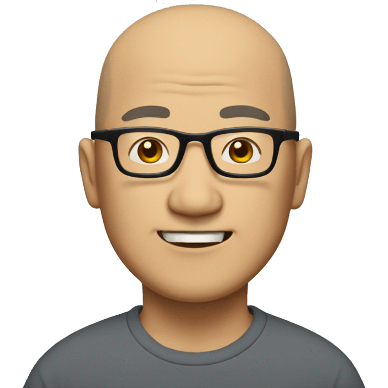 middle aged bald asian man with glasses emoji