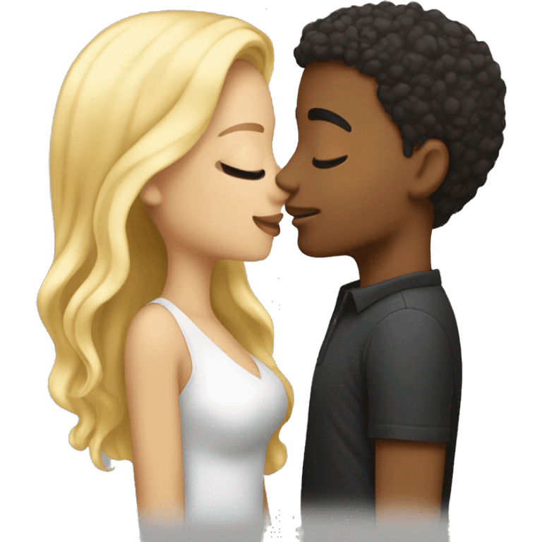 Light skin guy and girl with blonde hair kissing emoji