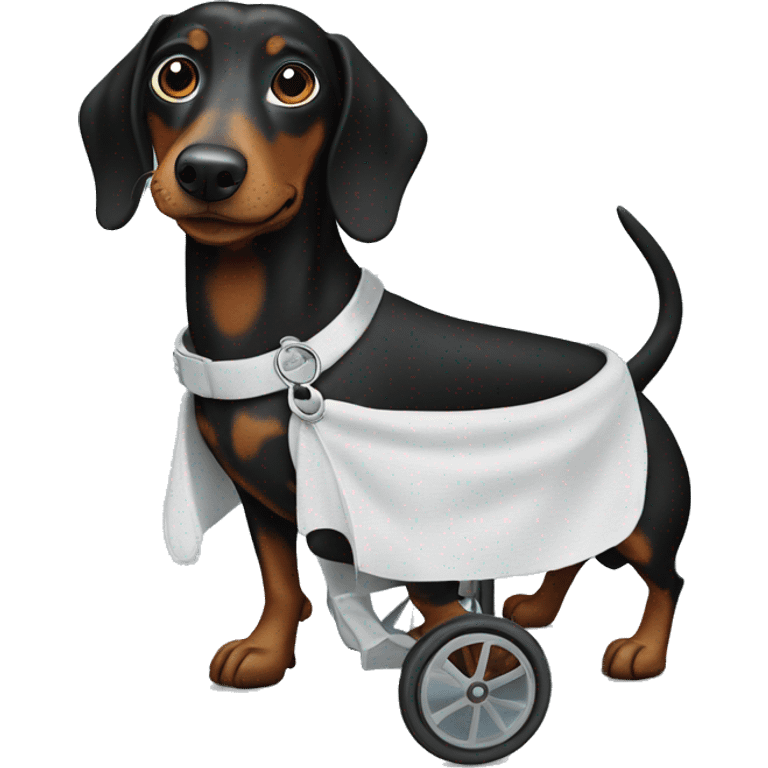 black weiner dog in wheelchair  emoji