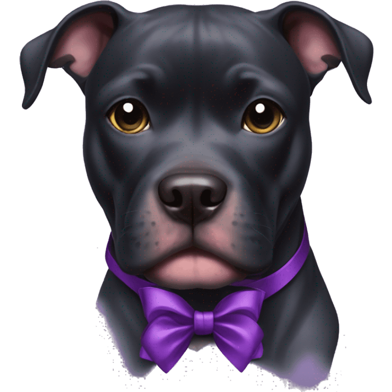 black pitbull with a purple bow emoji