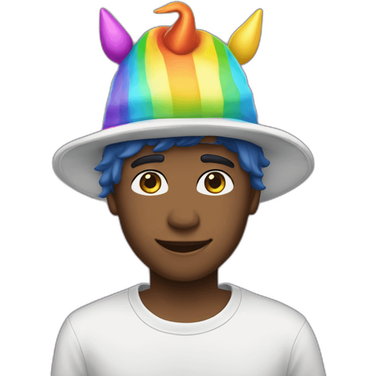 Posh-boy-with-rainbow-unicorn-hat emoji