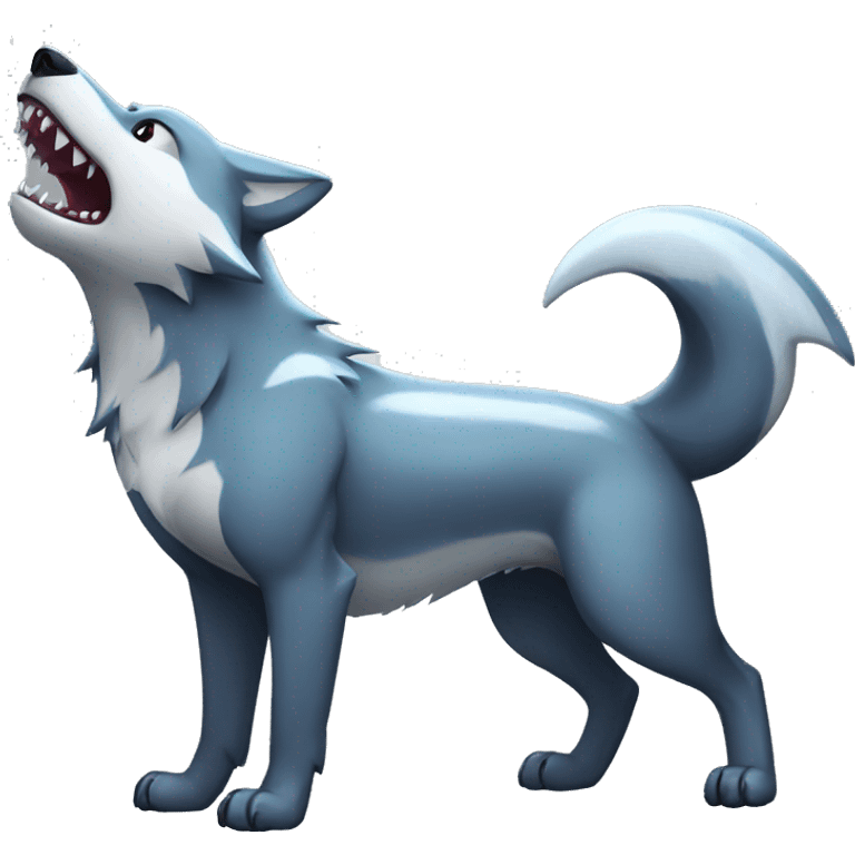 Shiny Wolf with a shark tail Full Body emoji