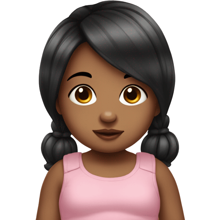 Cute baby girl with toy and black hair  emoji