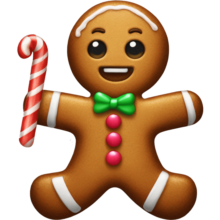 Gingerbread man with a candy cane  emoji