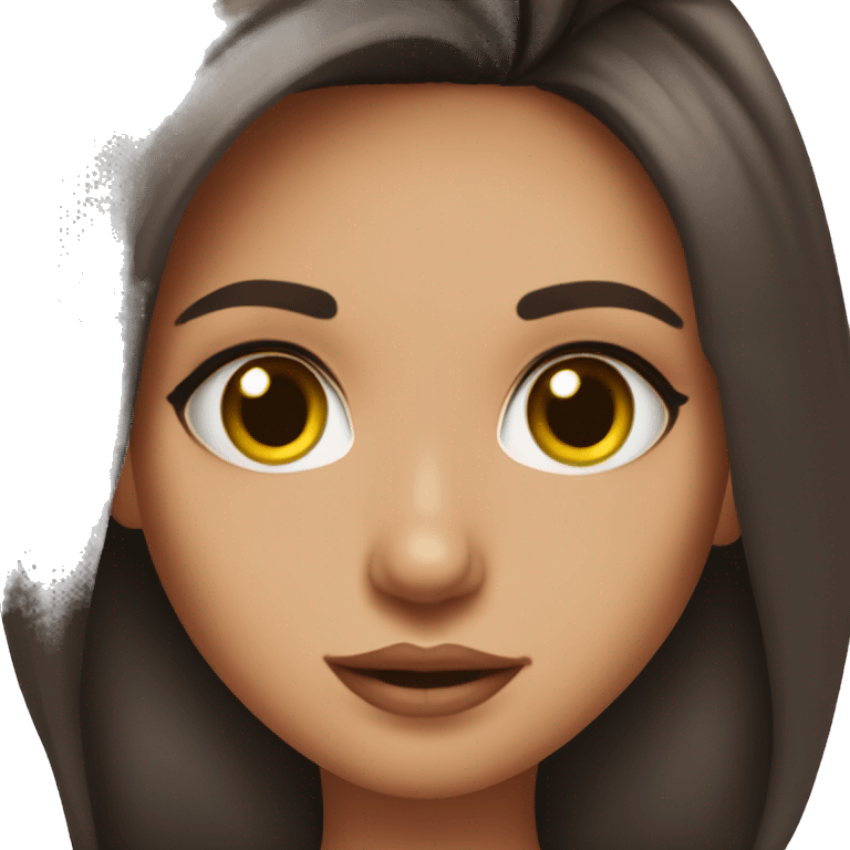 A cute brunette girl. Sassy. Eye roll. With lip filler and nails emoji