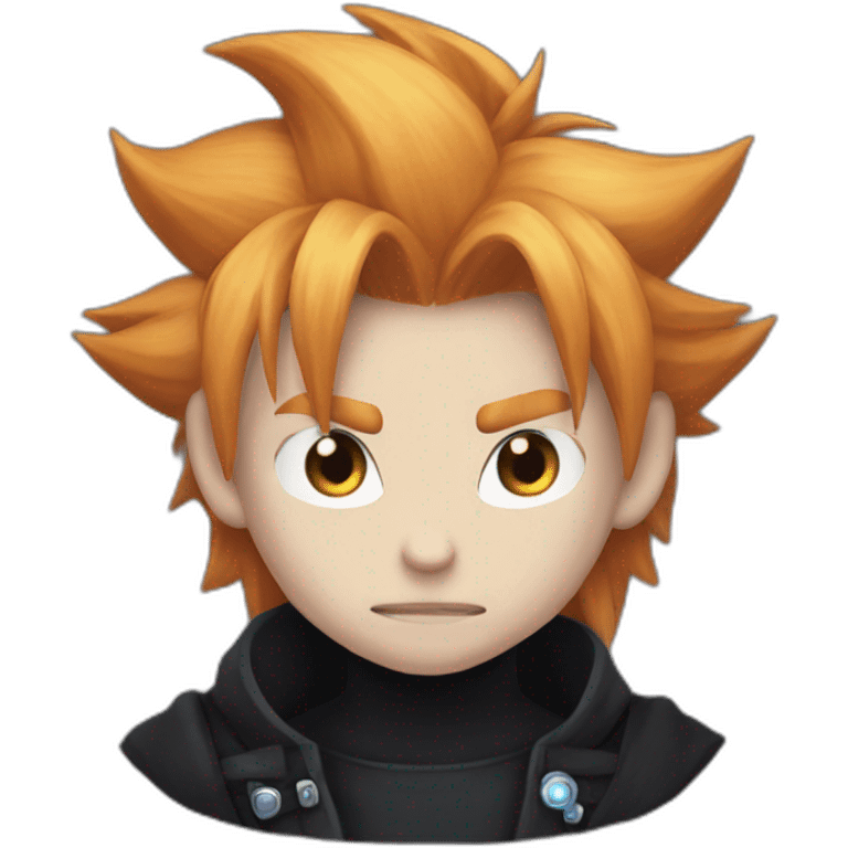 Ginger cloud strife with evil eye. Black clothes emoji