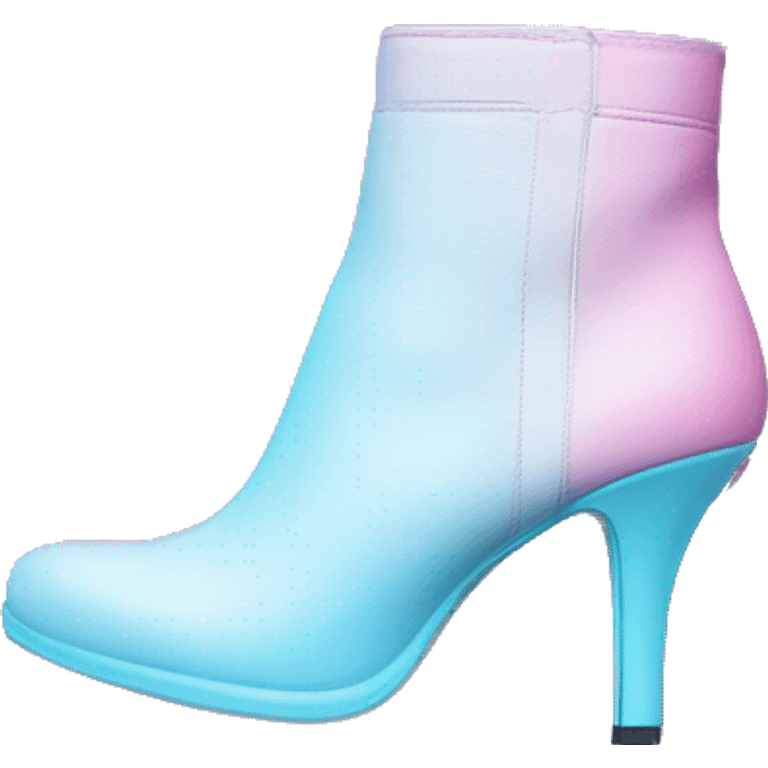 Realistic isolated top view pair of bubblegum pink purple and pastel blue ombre high heel ankle bootie boots.  emoji