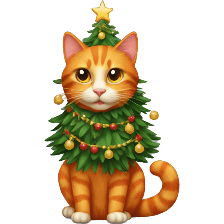 Orange cat beati g christmas tree emoji