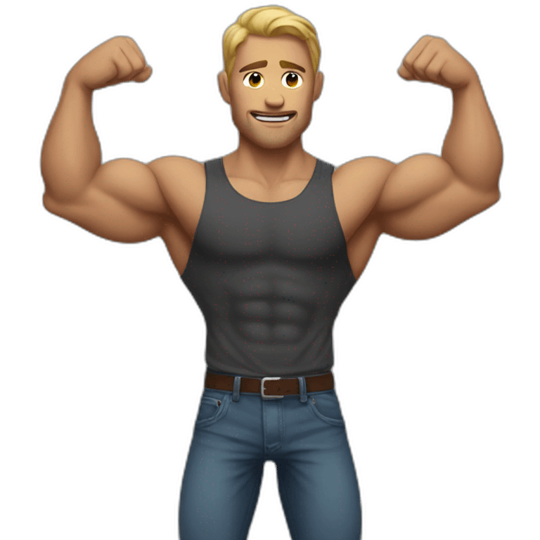 muscular man with one skinny arm and one muscular arm emoji