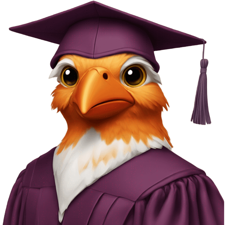 hokie bird wearing Graduation Cap emoji