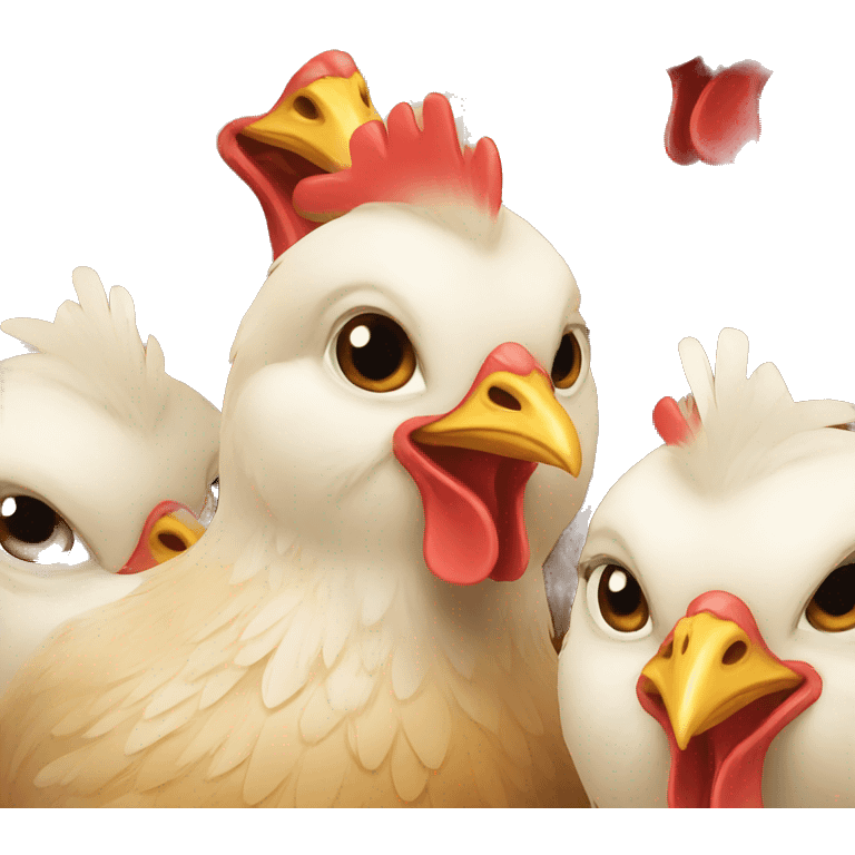 three chicken  emoji