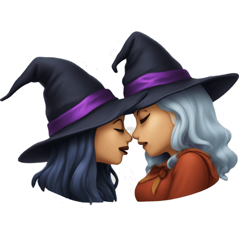 Two kissing witches emoji