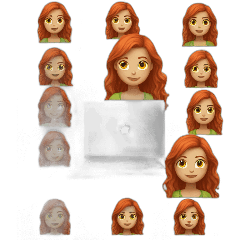 Girl with red hair and laptop emoji