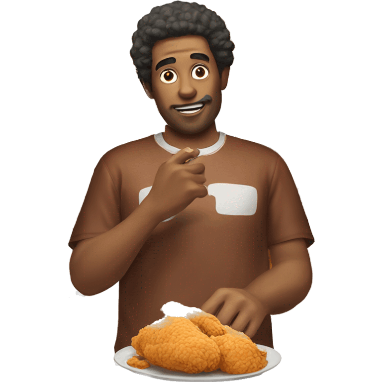 Man eating fried chicken.  emoji