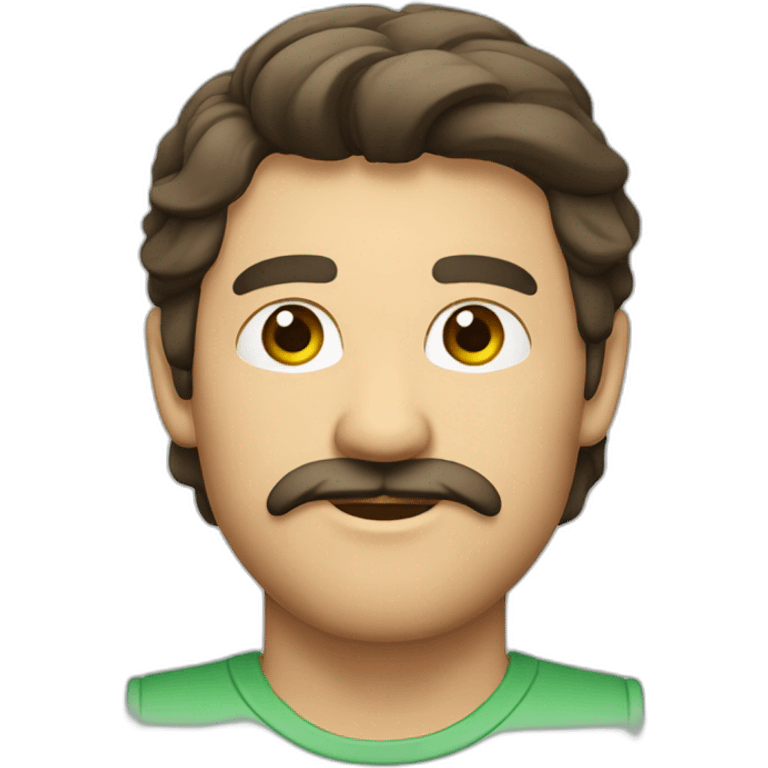 moreno con pelo piel clara sin bigote con ojos verdes emoji