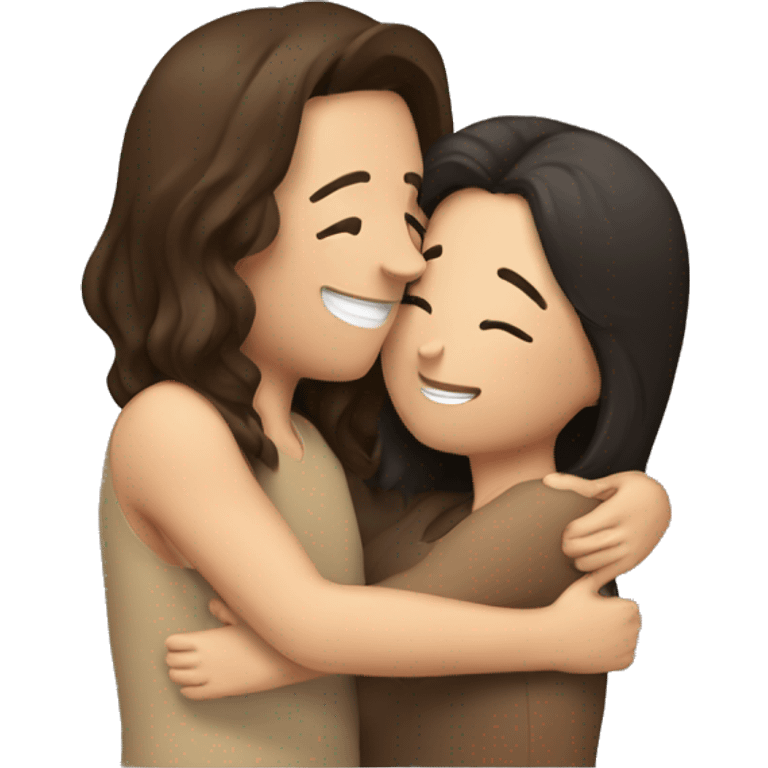 Brunette couple hugging lovingly kiss emoji