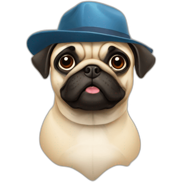 Pug dog with a hat emoji