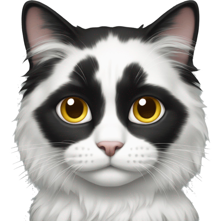 black and white cat long haired emoji