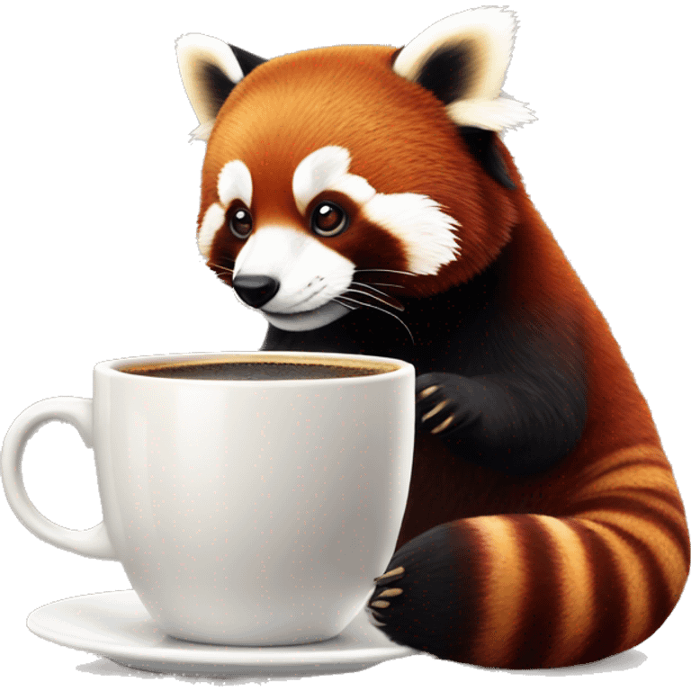 red panda qui fait une pause café emoji