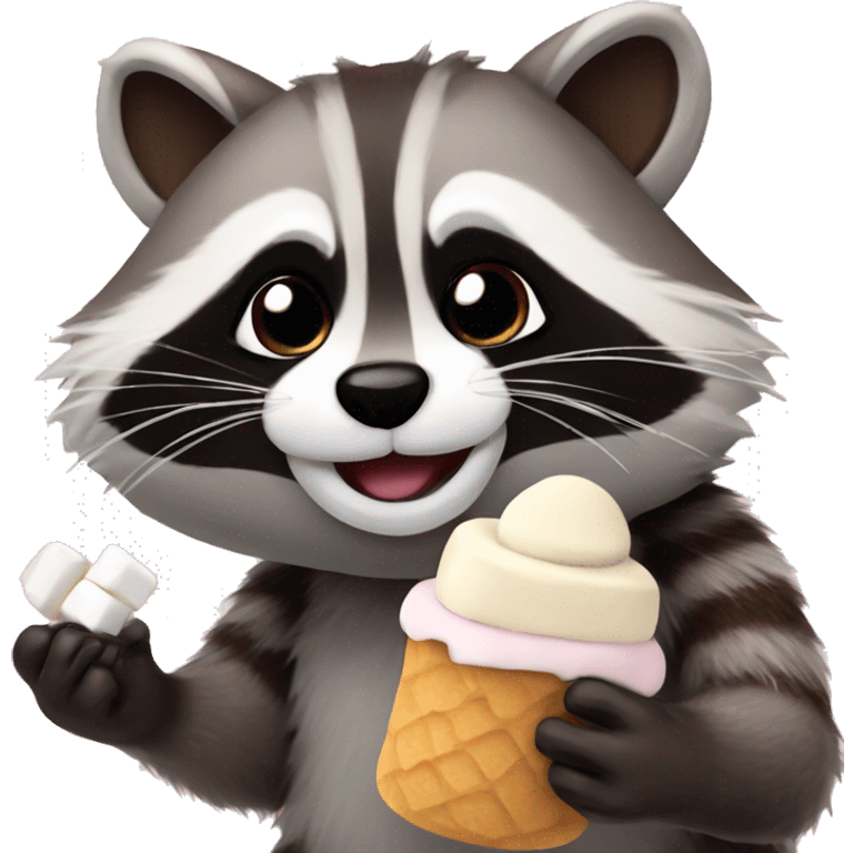 racoon with marshmallow  emoji