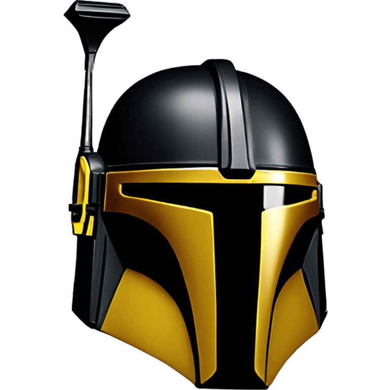 black and yellow mandalorian helmet with antenna emoji