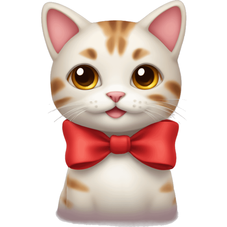 cute cat with red bow emoji