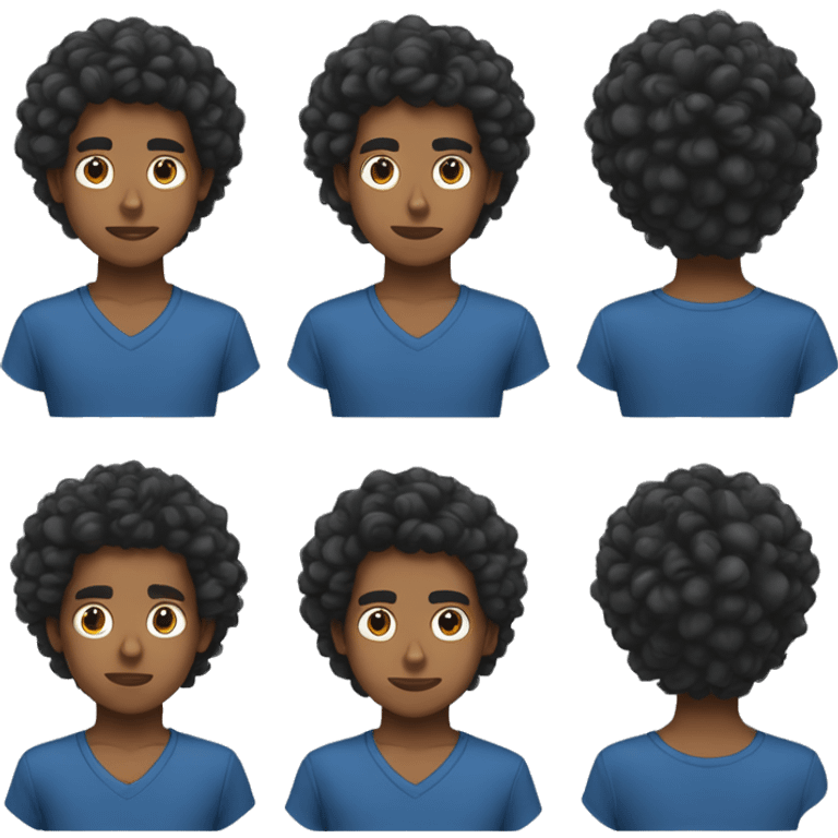 create sri lankan 14 year old boy with frizzy black air and a blue shirt emoji