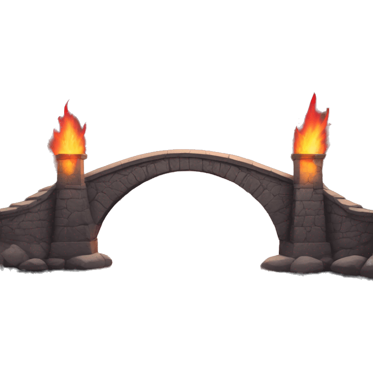 Stone bridge with red flames behind it emoji