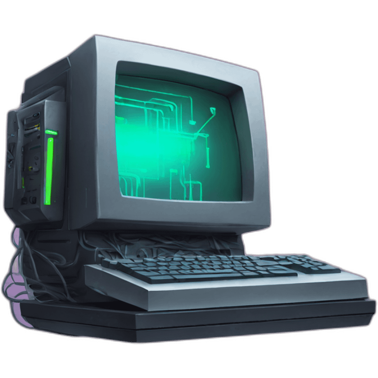 Cyberpunk computer with monitor emoji