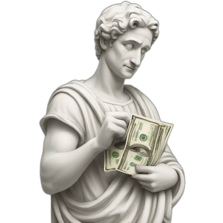 italian statue counting dollars emoji