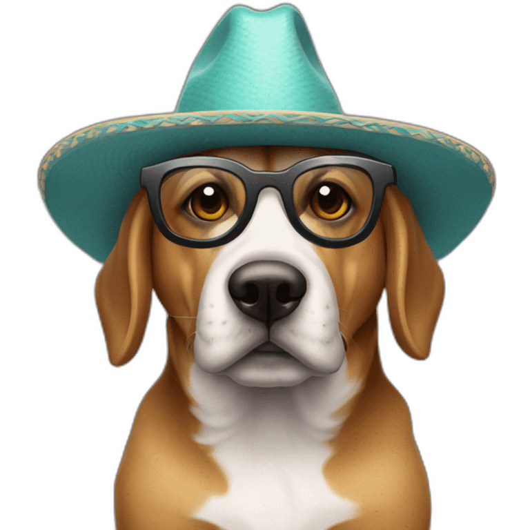 Perro con lentes y sombrero emoji