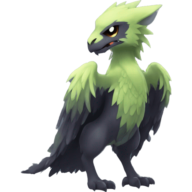 Cute cool shiny fantasy dark-shadow-themed animal hybrid Fakemon full body emoji