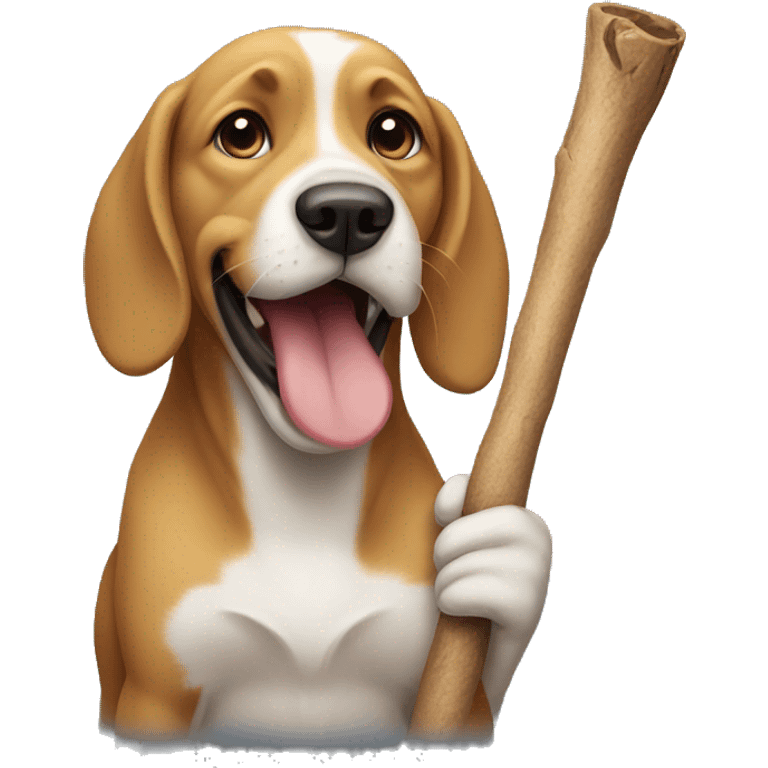 Dog with a stick in his mouth emoji