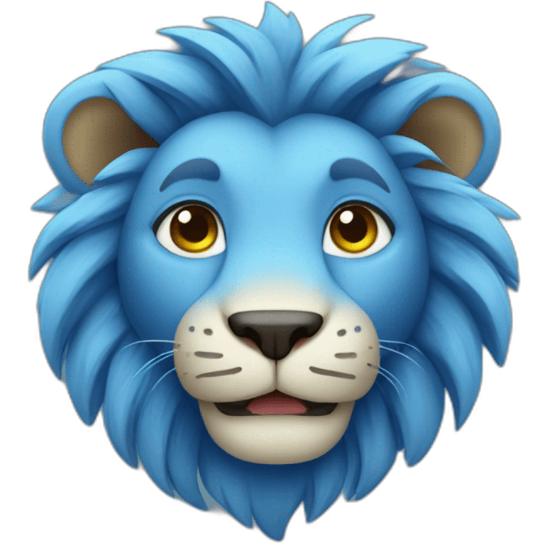 a cute blue cartoon lion emoji