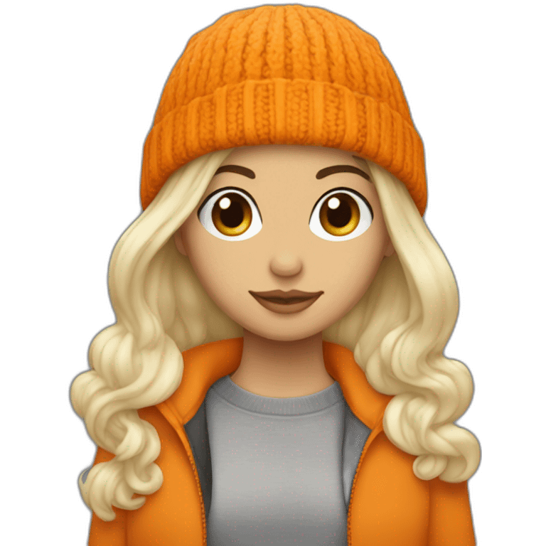 Persona blanca sin pelo con gorro de lana naranja emoji