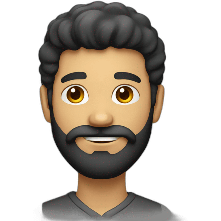 homme avec des cheveux long noir et une barbe emoji