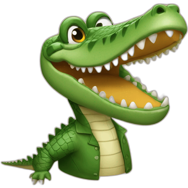 crocodile wearing a bob wig emoji