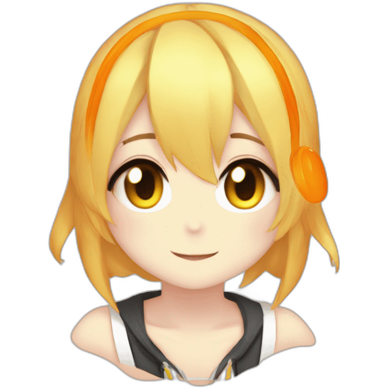 Kagamine Rin vocaloid with an orange emoji