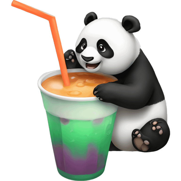 Panda drinking boba emoji