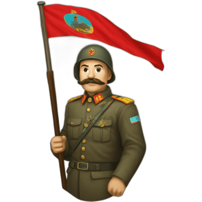 Staline with a URSS flag behind emoji