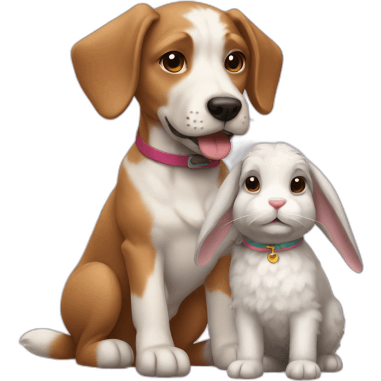 Dog with a pet bunny emoji