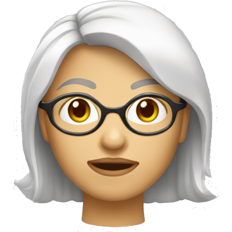 garota branca de óculos com cabelo cacheado curto emoji