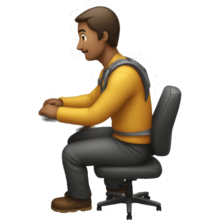 Man working in his computer with some code on it  emoji