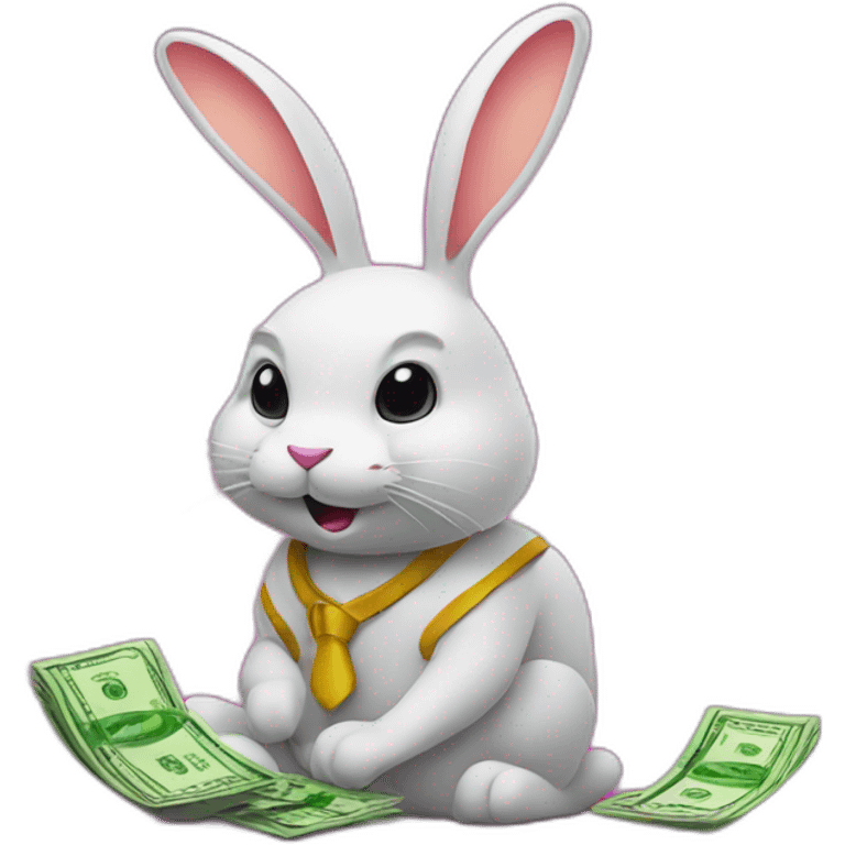 neon rabbit with money emoji