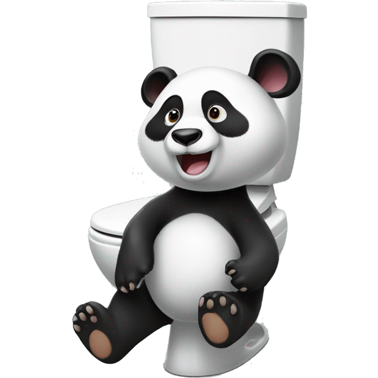 Un Panda sur des WC sourit emoji