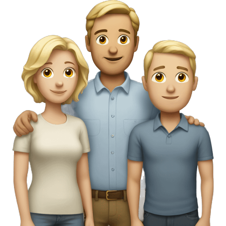 Three white people standing toghether emoji