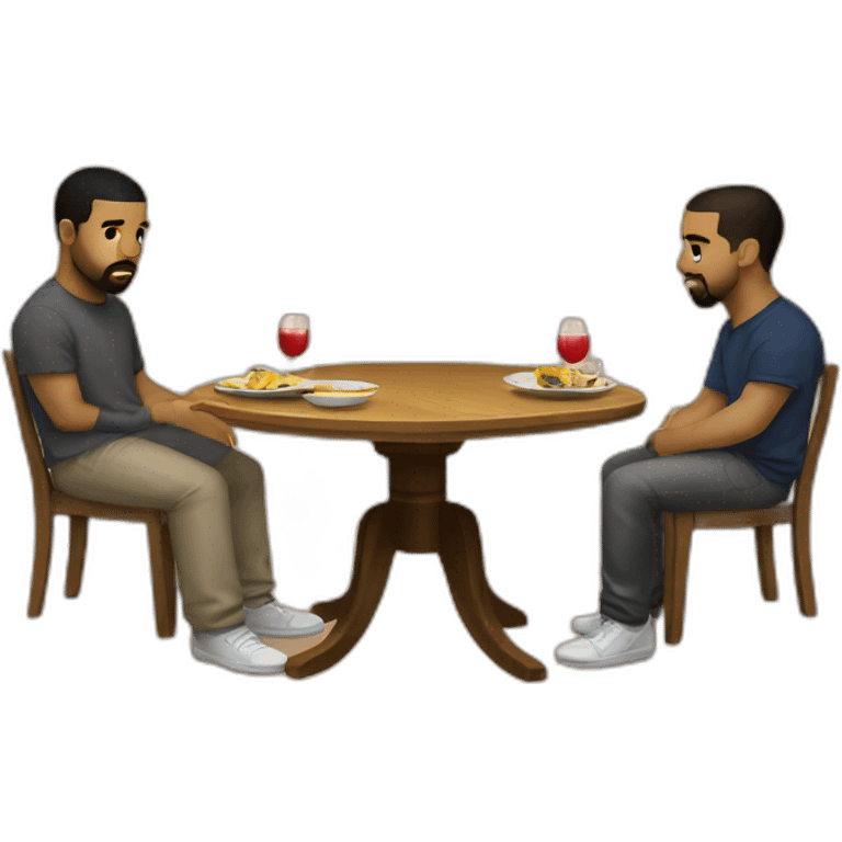 Table for 2 people . there Kanye West and Drake emoji