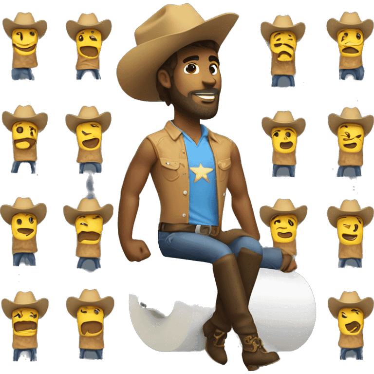 Gay cowboy on a foam roller emoji